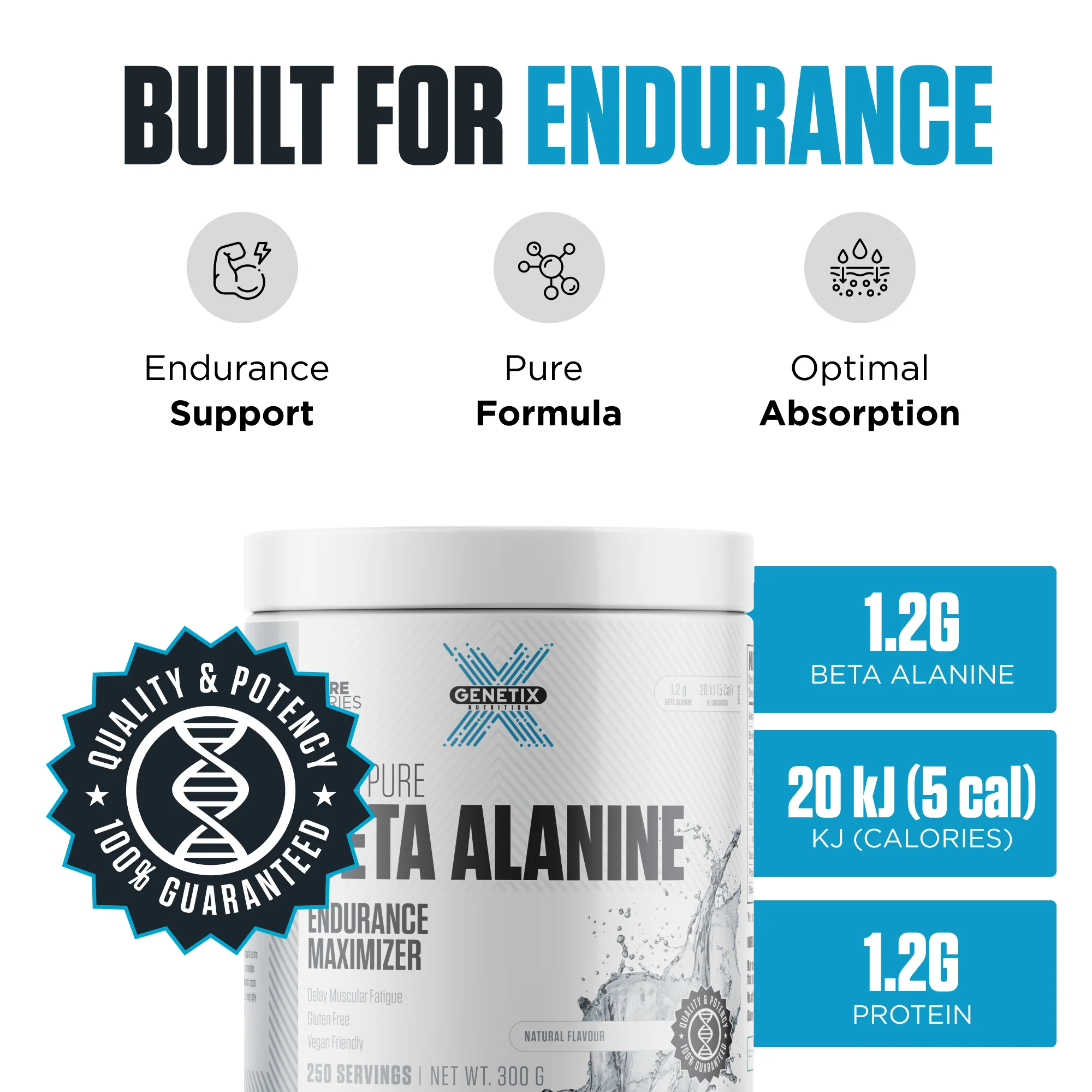 100% Pure Beta Alanine by Genetix Nutrition Essentials - Image 3