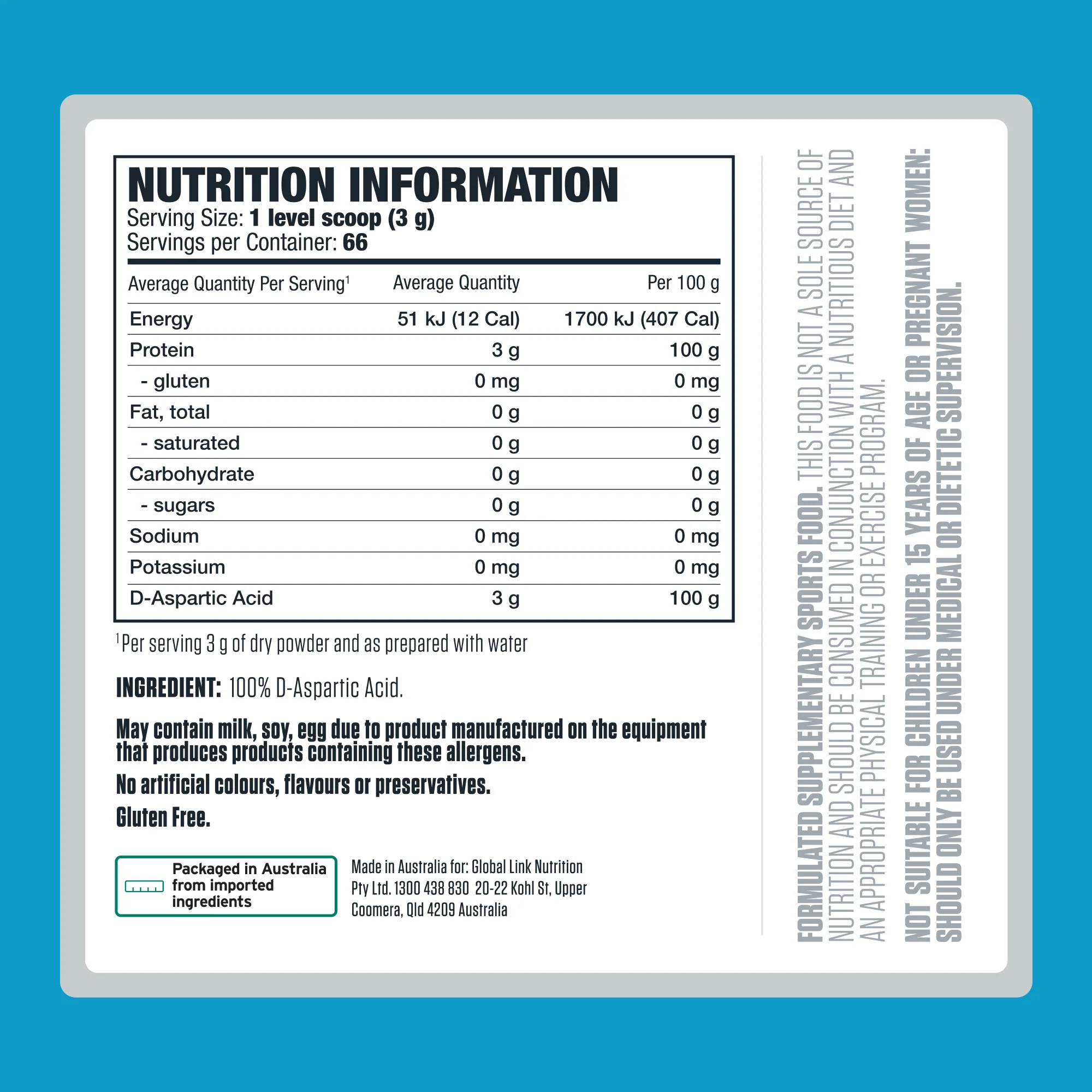 100% Pure D-Aspartic Acid By Genetix Nutrition Essentials - Image 5
