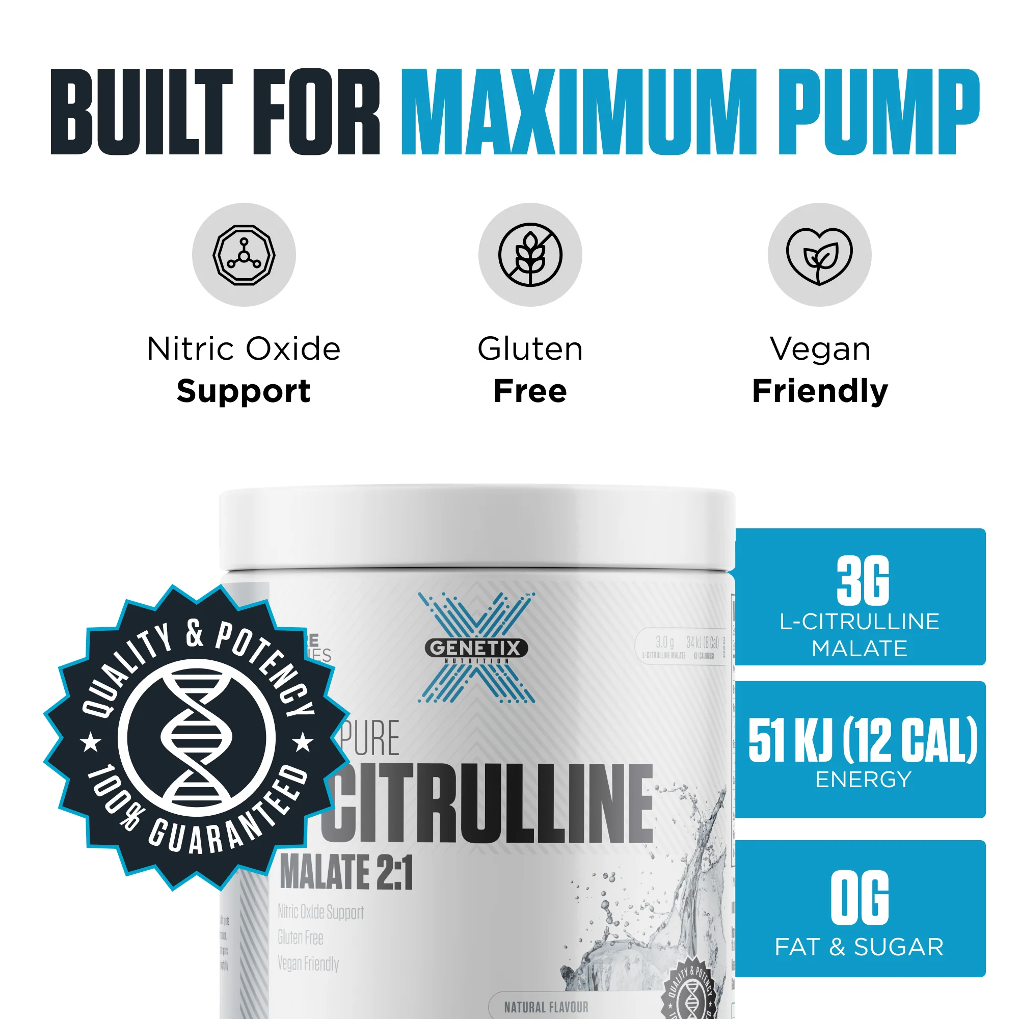 100% Pure L-Citrulline by Genetix Nutrition Essentials - Image 3