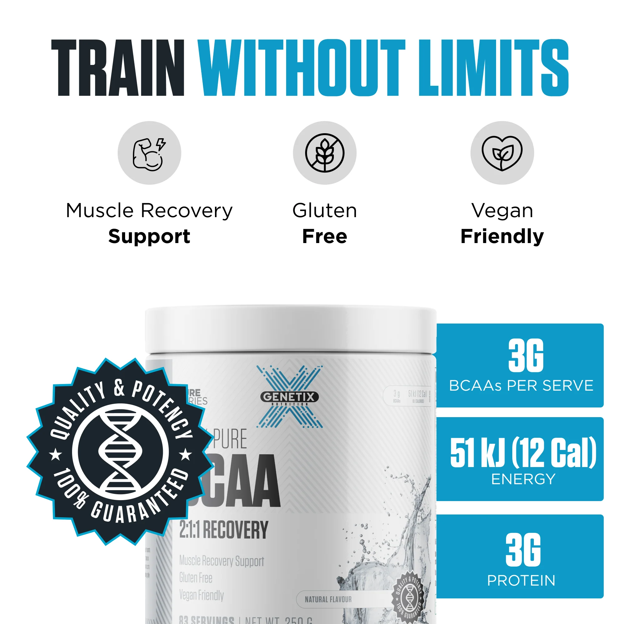 100% Pure BCAA by Genetix Nutrition Essentials - Image 3